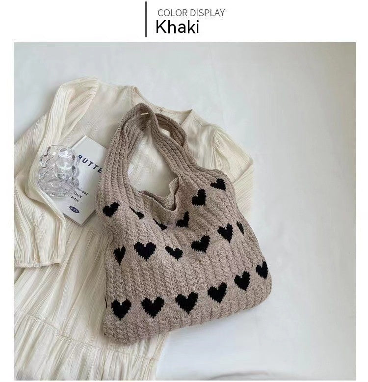 HEART KNITTED BAG